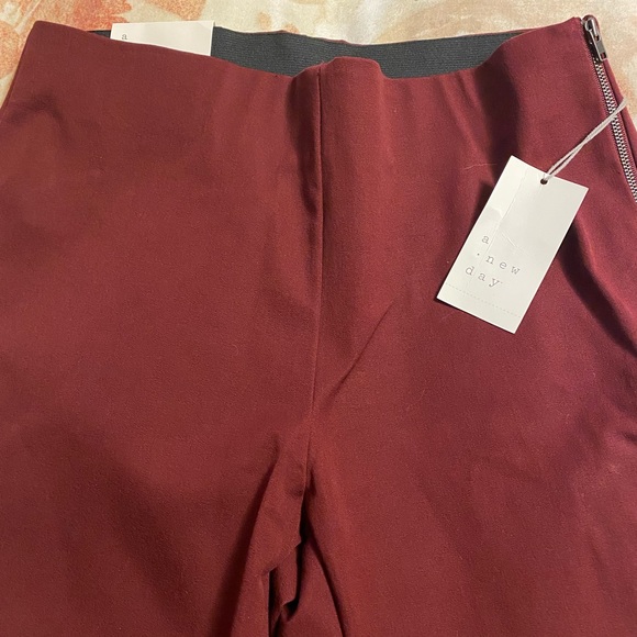 Maroon straight leg office pants. - Picture 3 of 4